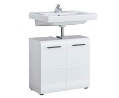trendteam smart living Armario bajo de lavabo para baño Skin Gloss, 60 x 56 x 31 cm, en blanco de brillo intenso con hueco para sifón