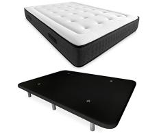 Somnia Descanso - Cama Completa con Colchón Viscoelástico Creta + Base Tapizada Reforzada Color Negro con 6 Patas Metálicas Roscadas, 90 x 190