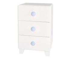 Bainba Mesita de Noche Infantil Piccolo 3 Cajones, Azul, 57 X 32 X 34 cm