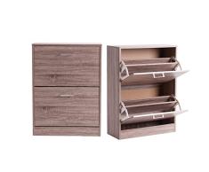 Last Deco - Zapatero Entrada Recibidor Henche | Mueble Zapatero Madera - 2 Cajones - Color Marrón | Medidas 60 x 81,5 x 24 cm