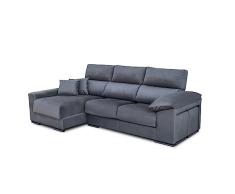 SHIITO - Sofá de 3 Plazas con Chaise Longue Izquierda y Arcón - Modelo Ariel - 285 x 105 x 147 cm - Asientos Deslizantes Reclinables - En Gris Marengo