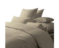 Italian Bed Linen CP-ST-2P Satin Stripes Conjunto de Cubierta de edredòn, Doble, tòrtola, poliéster