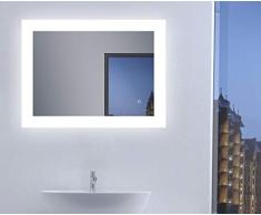 Talos Bright - Espejo de baño con iluminación LED (80 x 60 cm), Color Blanco