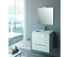 Cygnus Bath Madera, baño suspendido Nevada Color Blanco (Solo Mueble), Espejo y Aplique no incluidos. Medidas necesarias para Lavabo 60 cm Ancho y 45 cm Fondo