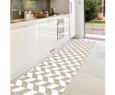 VINILIKO, Alfombra de vinilo, Chevron 3, Marrón y Blanco, 66x180 cm