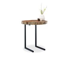 Relaxdays Acacia Log Slice Mesa Auxiliar, Madera Maciza Redonda Mesa de café, Slice de árbol 57 cm de diámetro, Natural
