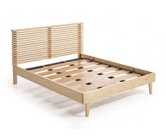 HOGAR24 ES - Dallas - Cama de Madera Maciza con cabecero, Acabado Color Natural. Incluye somier de láminas Reforzado. Válido para colchón de 150 x 190 cm.