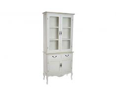 DRW Set de 2 Vitrina con 4 Puertas y 2 Cajones de Madera y Cristal en Blanco 88x40x200cm