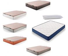 HOGAR24 ES Cama Completa - Colchón Viscoelástico Viscorelax + Canape Abatible de Madera Color Cerezo, 150x190 cm