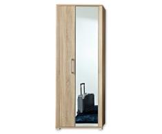 Stella Trading GO Armario con Efecto Roble Sonoma, Moderno Armario con Puerta de Espejo, 74 x 200 x 40 cm (Ancho x Alto x Profundidad)