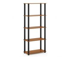 Furinno Turn-S-Tube Estantes sin Herramientas, Madera, Cereza Clara/Negro, Talla única