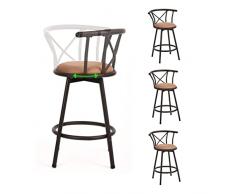 MEUBLE COSY Taburetes de Bar Juego de 4, Sillas de Cocina en Piel Sintética, Giratorio en 360° con Respaldo y Reposapiés, Asiento Acolchado de 63 cm de Alto, Patas de Acero