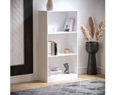 Vida Designs Cambridge Mediana de 3 Niveles, estantería de Madera Blanca, Unidad de Almacenamiento para Oficina, Sala, White, 108 x 60 x 24 cm