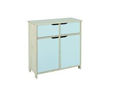 Inter Link Hornell Arcón Moderno cajones y 2 Puertas Madera Maciza Blanco, Pino, Bianco/Acero, 1x1x1 cm