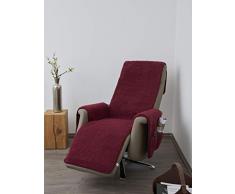 K. & N. Lana de Lana para sillón con reposabrazos Schoner y Largo reposapiés, Flor, Capa Base: 100% poliéster, Burdeos, Parte Central 200 x 50 cm, Aprox. 60 x 40 cm