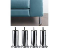 IPEA 4 Patas para Sofás y Muebles Modelo ACQUAMARINA – Juego de 4 Patas de Hierro para Sillones y Hogar – Diseño Moderno y Elegante – Color Cromado – Altura 120 mm