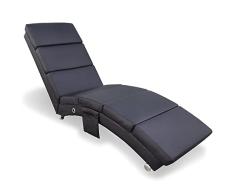 BAKAJI Chaise Longue a Tumbona Sillón Cuna Relax Silla Sofá Salón Imitación Piel Negro, sintética, M