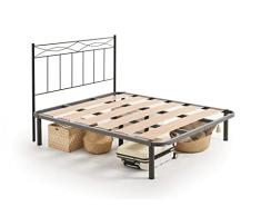 HOGAR24 ES -Thera 556 - Somier Reforzado con Espacio de almacenaje para Guardar Todo Tipo de Objetos bajo la Cama + Cabecero de Forja 556 en Color Negro. Medida: 105x200 cm