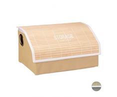 Relaxdays Caja de almacenaje con Tapa, Almacenamiento de Juguetes, Organizador con Asas, Vintage, Bambú, Marrón, Naturaleza, 18 x 35.5 x 23 cm