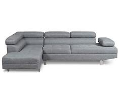 Menzzo Alfa Sofá esquinero, Tejido, Gris, 260
