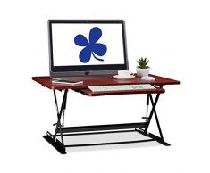 Relaxdays, Marrón Rojizo, Soporte Monitor y Portátil para Trabajar de Pie con Bandeja para Teclado, DM, Metal y PVC, XL, 6 x 90 x 60 cm