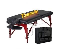 Master Masaje 71 cm Montclair – Camilla de Masaje móvil ThermaTop Sistema de calefacción Integrado Plegable Cama de Masaje Banco de cosméticos portátil Bed Madera Bolsa de Transporte Paquete Negro