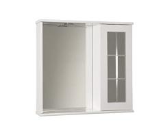Mama Store Espejo DE BAÑO con Inglesina Y LUZ LED-Blanco Brillante Lacado, Madera, L.69 CM X P. 16 CM X H 64 CM