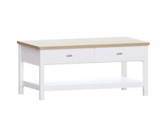 Marca Amazon - Movian - Mesa de café de 4 cajones, 110 x 59 x 50 cm, blanca