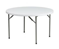 Flash Muebles 48 Redondo Granito Mesa Plegable de plástico de Color Blanco