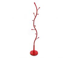 Versa 18790470 Perchero de pie Rojo, Metal lacado, 185x32x32 cm, 9 colgadores