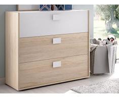Rimobel Dina Cómoda Juvenil, Tableros de partículas, Blanco, Normal