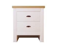 Marca Amazon - Movian - Mesita de noche con 2 cajones, con tirador de metal, 45 x 40 x 51 cm, blanca