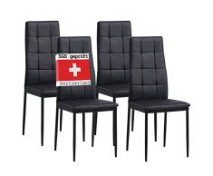 Albatros silla de comedor Rimini, set de 4, negro, SGS probado