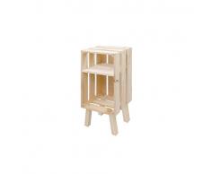 Decowood - Mesita de Noche o Auxiliar en Madera de Pino Gallego Tipo Estante Natural - 30x25x66.5cm