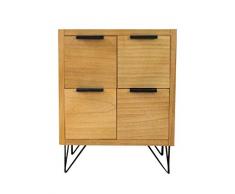 Suárez H903-PN APARADOR 4 CAJONES Pata Metal 540x340x690mm, En MDF con Chapa de Madera Natural y Patas y Tiradores metálicos lacados en Negro