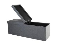 Zedelmaier ZD114-QS1 Taburete Plegable con Espacio de Almacenamiento, Piel sintética Tela, Gris Oscuro-2, 1143838cm