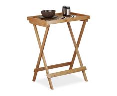 Relaxdays Mesa Auxiliar Plegable, Sofá, Salón, Café, Desayuno, Servir, Rústica, Bambú, 1 Ud, 66 x 50 x 38,5 cm, Marrón
