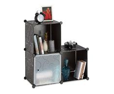 Relaxdays Estantería Modular de Pie, Negro, 37x74.5x74.5 cm