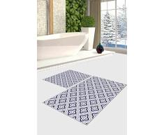 Questo Casa, Base Decorativa, Antideslizante, Juego de tapete de baño Delgado Moderno Lavable de 2 Piezas, Rectangular, Alfombra de baño, Alfombra de baño, 0.9Mc, Pila:4mm, 60x100 Cm, 50x60 Cm