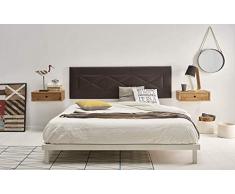 HOGAR24 ES R55-155 cm- Cabecero Tapizado, Válido para Cama 135-150 cm, Color Chocolate