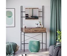 Vida Designs Brooklyn - Juego de tocador de 1 cajón para Maquillaje, Muebles industriales de Dormitorio, Madera Oscura