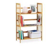 Relaxdays - Estantería de bambú, madera, 3 niveles, HxWxD: 88 x 55 x 26 cm, cuarto de baño estante, estante para zapatos, unidad de almacenamiento, color marrón