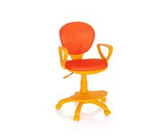 hjh OFFICE 671008 Silla de Escritorio para niños Kid Colour Tela Naranja, Silla giratoria con apoyabrazos y reposapies