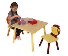 Liberty House Toys Juego de Mesa y 2 sillas para niños, Madera, diseño de la Selva, Multicolor