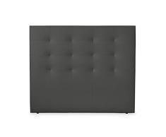 DUÉRMETE ONLINE 210 x 120 cm (Cama de 200) Cabecero París Acolchado, Tapizado en Polipiel de Alta Gama, Madera, Gris
