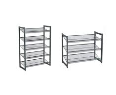 SONGMICS Zapatero, Estante Apilable De 5 Niveles, Malla Metálica, Organizador De Calzado + Zapatero De Metal Apilable, Estantería Para Zapatos Con Baldas Ajustables