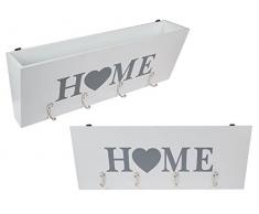 DONREGALOWEB Perchero cuelgallaves Blanco con cajón Cartas Estilo Sweet Home 40x16 cm