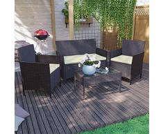 Garden Vida Juego de ratán de 9 plazas, Brown, Rattan Set