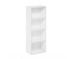 Furinno Estantería Abierta de 4 Niveles, Madera de ingeniería, Blanco, 30,5 x 53,9 x 23,7 cm