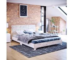 Home Discount Victoria Cama Doble, Marco de Cama de 4 pies 6 tapizado Tela cabecero Muebles de Dormitorio, Terciopelo ostra